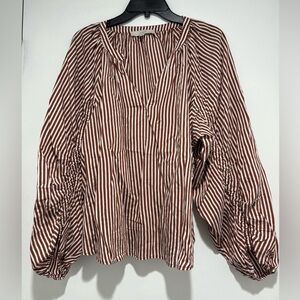 Loft Blouse Red and White Striped Blouse